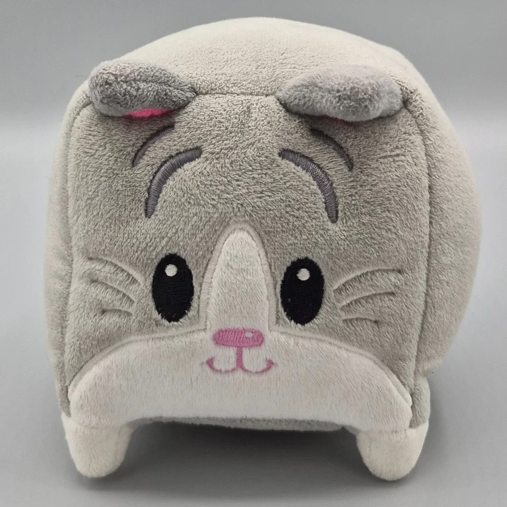 American Greetings Gray Cat Cube Plush Stuffed Animal Square Kitten Toy White